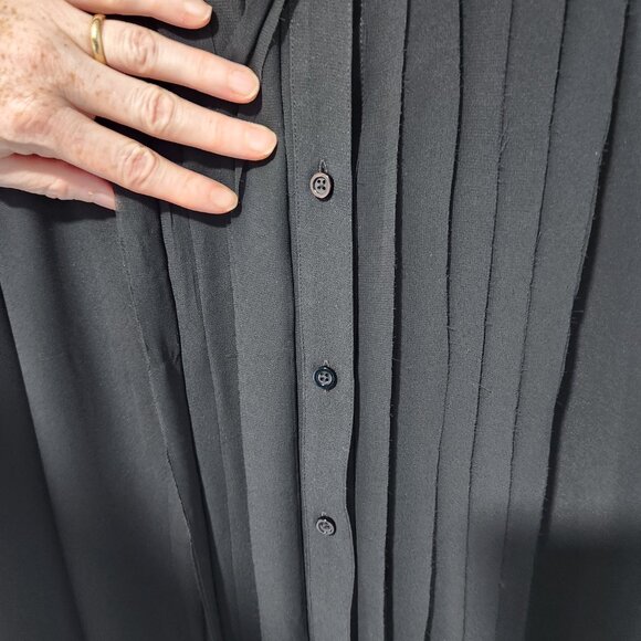 Ann Taylor LOFT Women's Black Sheer Button Down Long Sleeve Blouse Top - Large - Picture 4 of 6